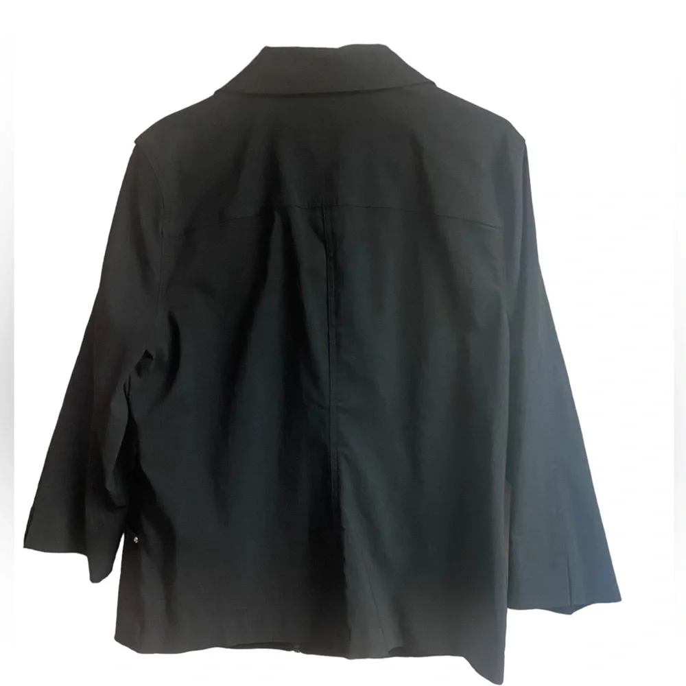JM COLLECTION BLACK ZIP UP COLLARED JACKET POCKETS STRETCHY SIZE 14 - Picture 4 of 8